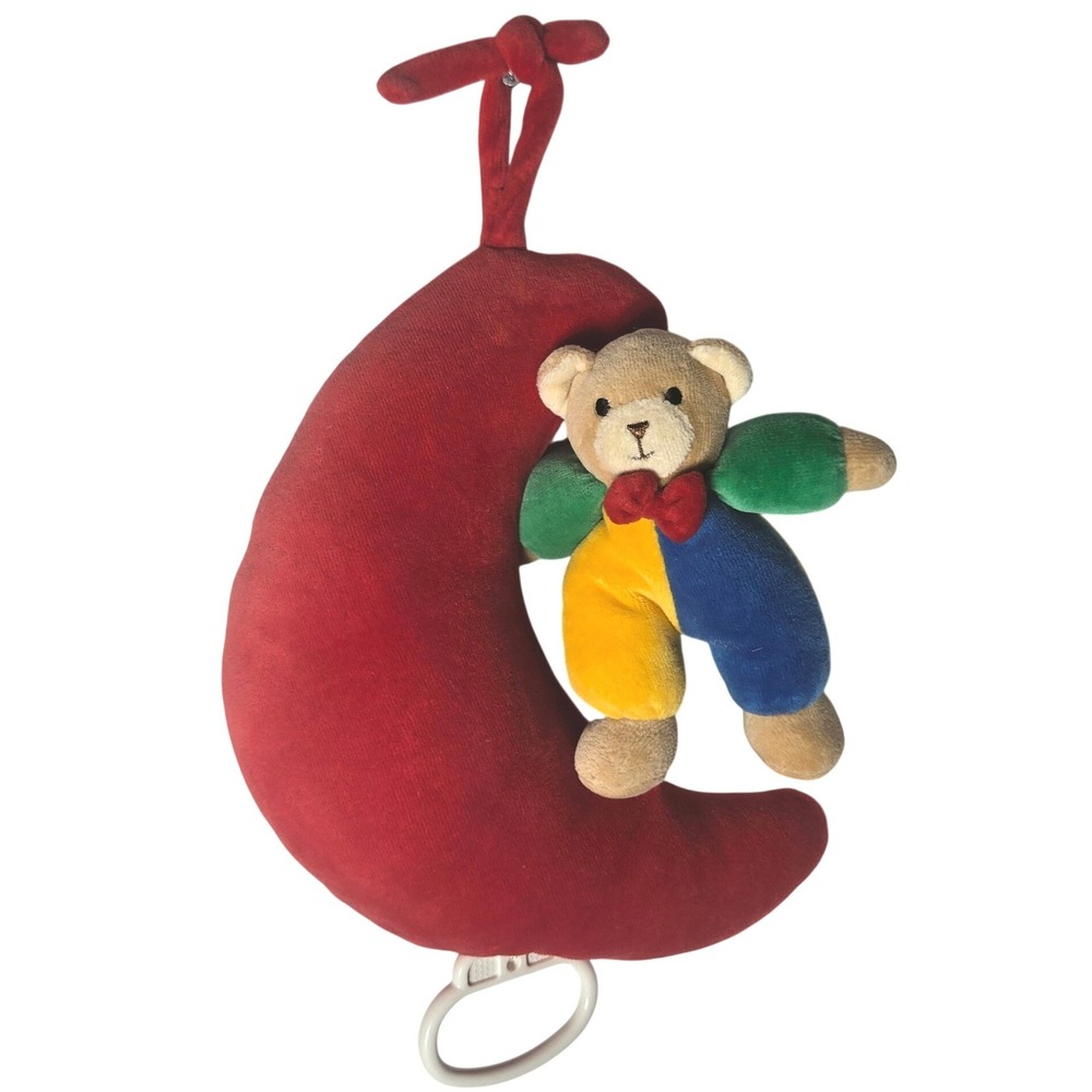 Vintage Luckson Musical‎ Pull String Plush Teddy Bear Toy 90s Nursery Moon WORKS